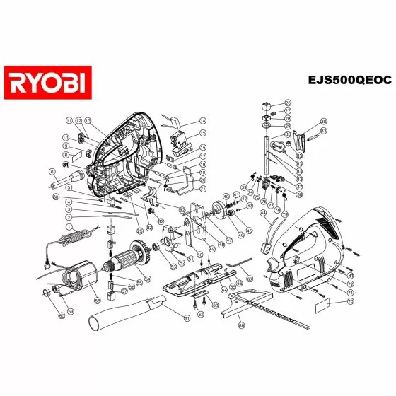 Ryobi EJS500QEOC Spare Parts List Type: 5133000105